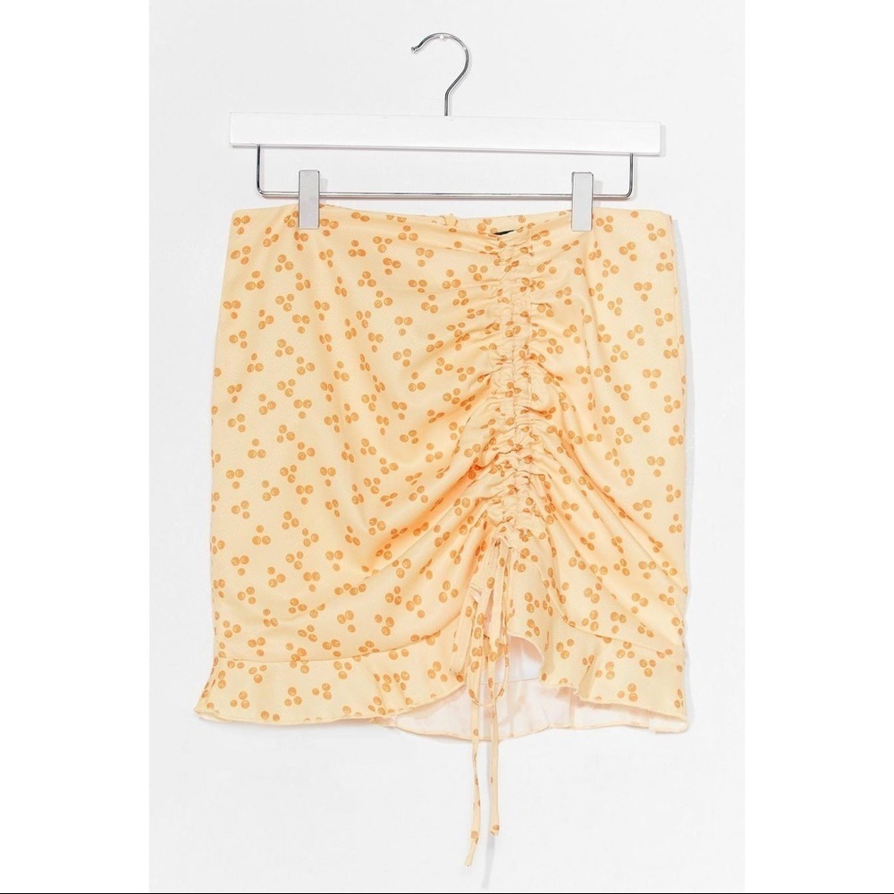 Nasty Gal Love & Other Things Yellow Hitting The Spot Side Ruched Mini Skirt NWT